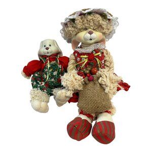 Vintage House of Lloyd Christmas Bunny Shelf Sitters Flossie & Baby 1993 15" and